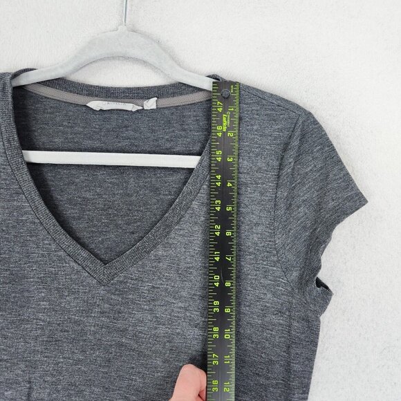 Athleta Dress Womens Small Gray Topanga Ruched T Shirt Stretch V Neck Casual - Picture 5 of 12